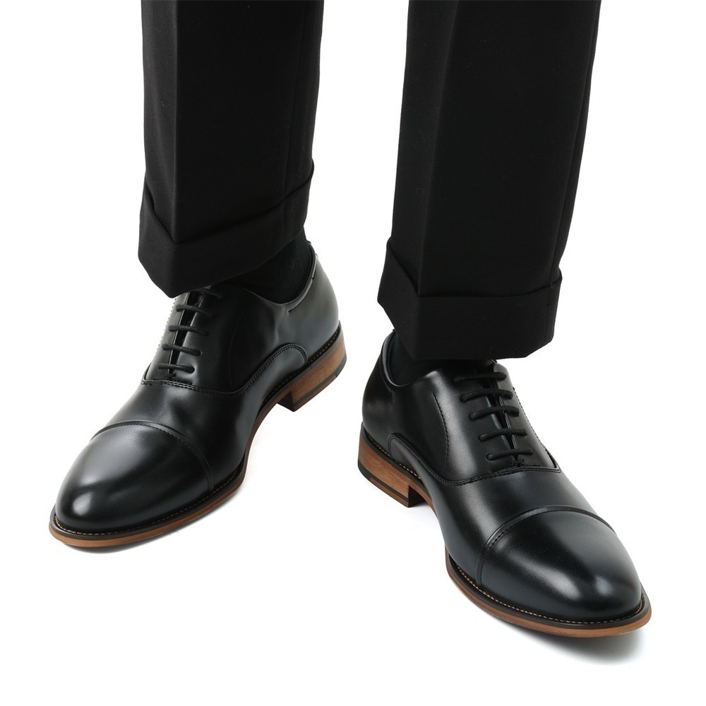Bruno Marc Men's Oxford Shoes Size 12 Black Classic Cap Toe PU Leather Formal